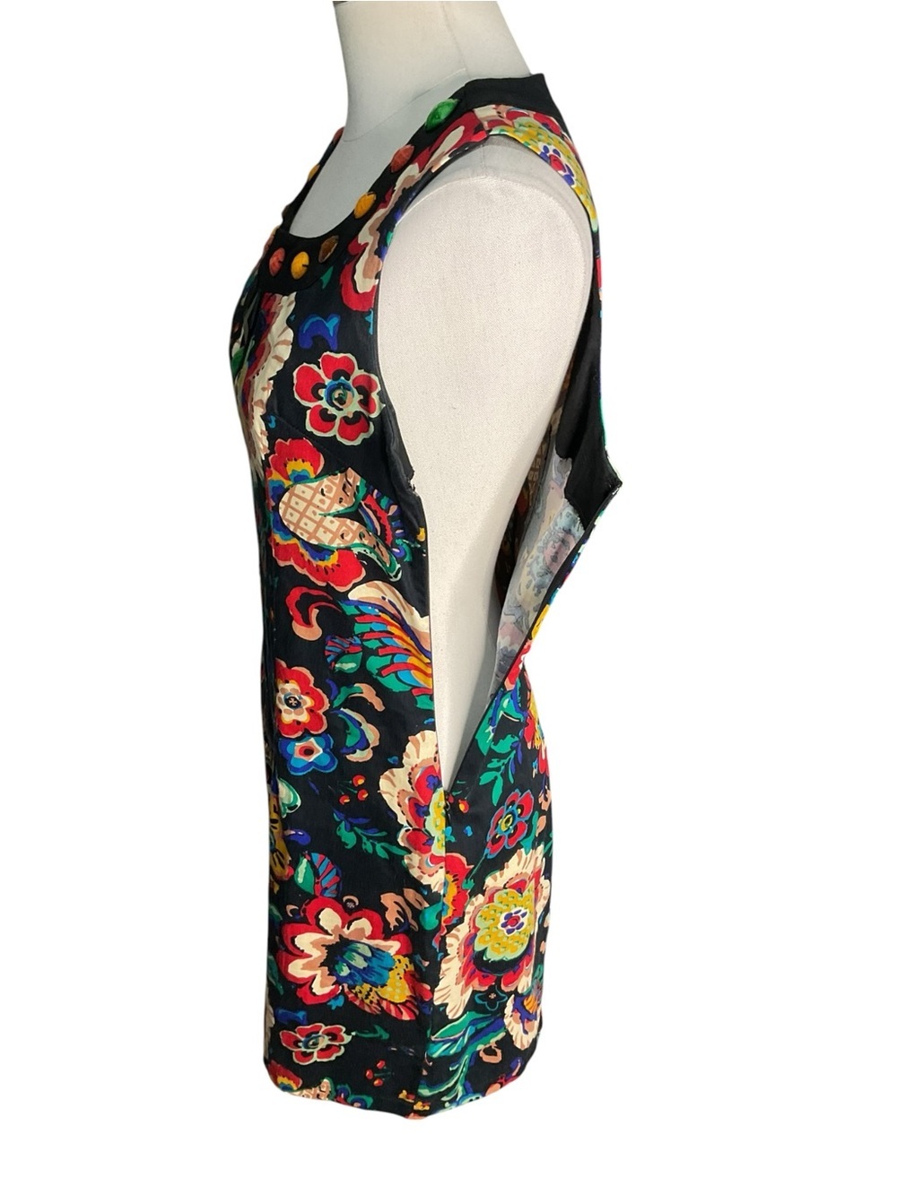 Free Girl Colorful Floral Sheath Dress Studded Neckline Sleeveless - Picture 6 of 6